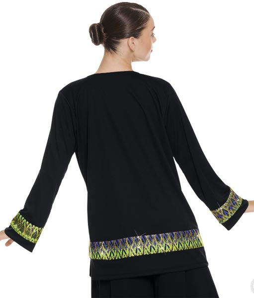 Eurotard 63134 Unisex Joyful Praise Loose Fit Worship Tunic Black/Lime